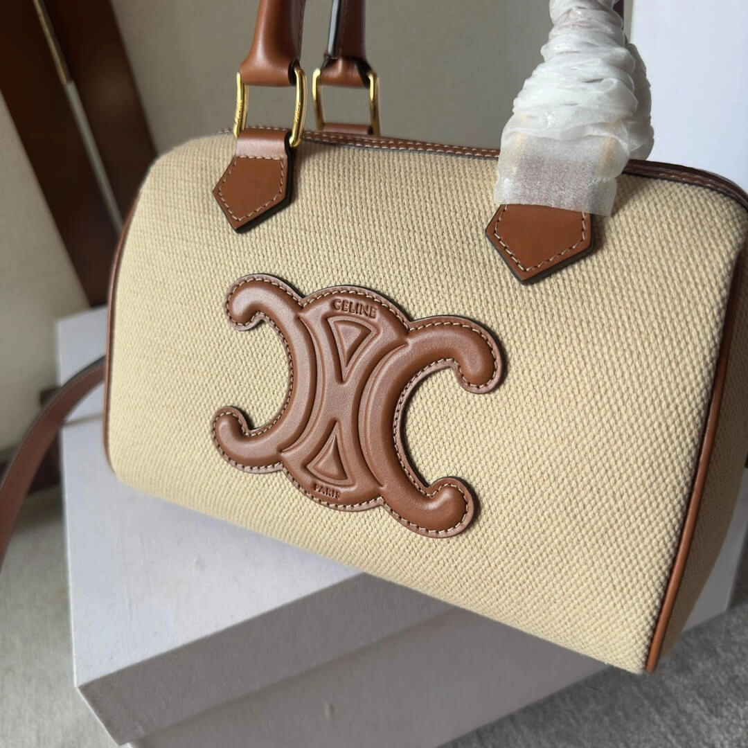 CELINE Small Boston cuir Triomphe in textile and calfskin Durable 2540
