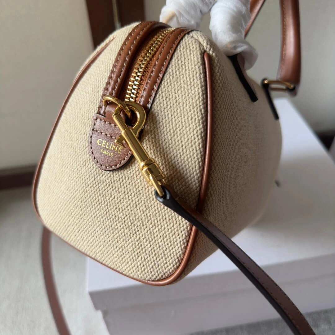 CELINE Small Boston cuir Triomphe in textile and calfskin Durable 2540