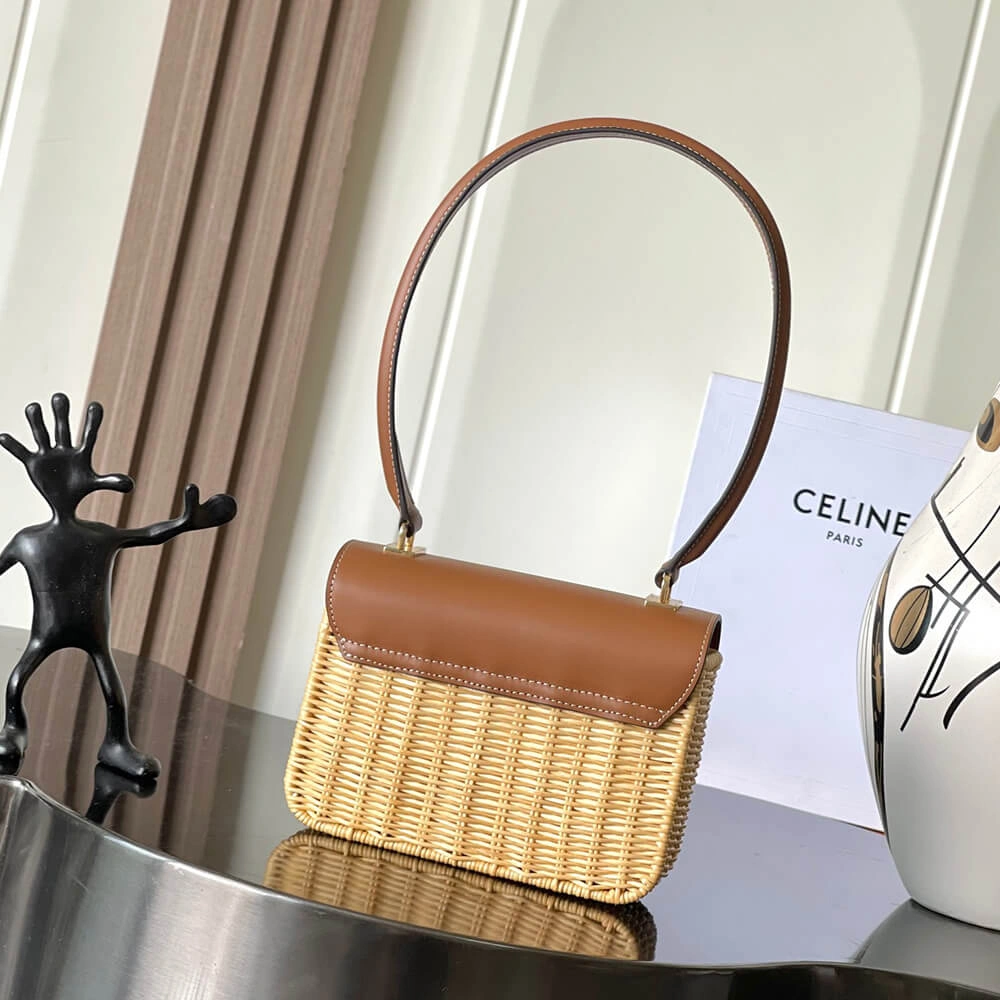 Premium CELINE TEEN GARANCE BAG IN WICKER AND NATURAL CALFSKIN(HIGH-END GRADE) 2533