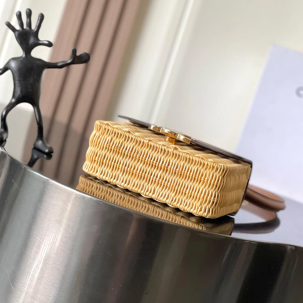 Premium CELINE TEEN GARANCE BAG IN WICKER AND NATURAL CALFSKIN(HIGH-END GRADE) 2533