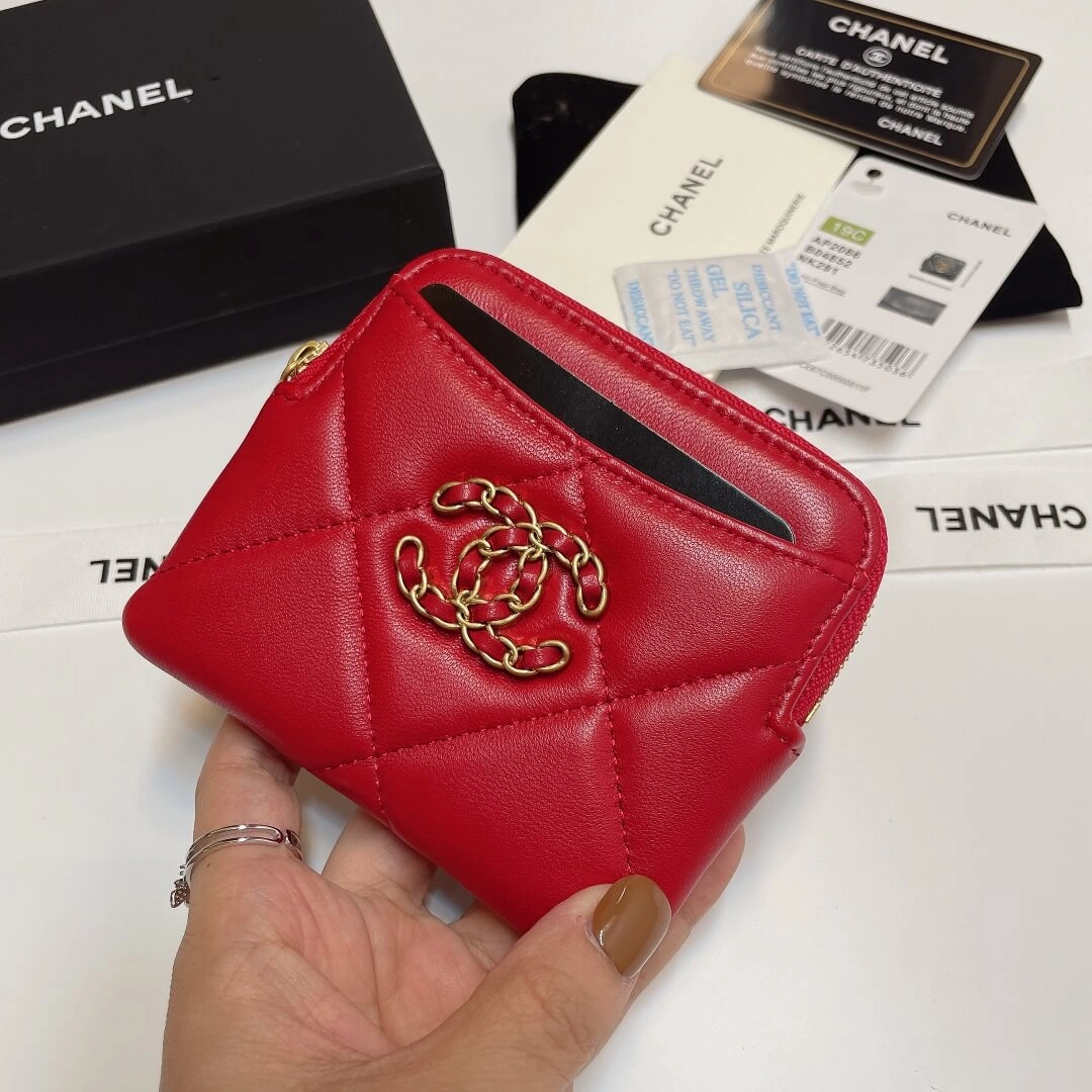 CHANEL 19 Zipper Coin Wallet Durable 1294