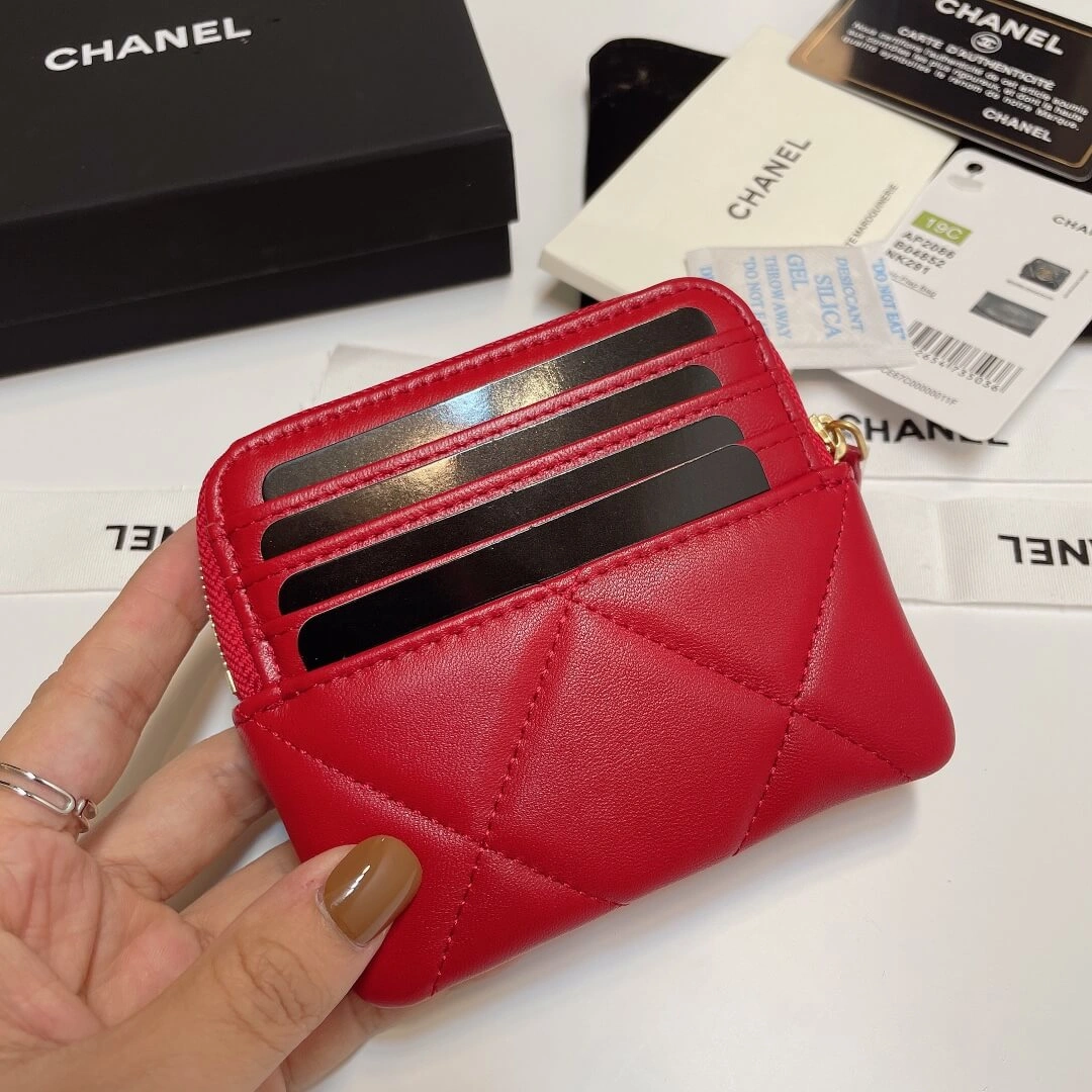 CHANEL 19 Zipper Coin Wallet Durable 1294