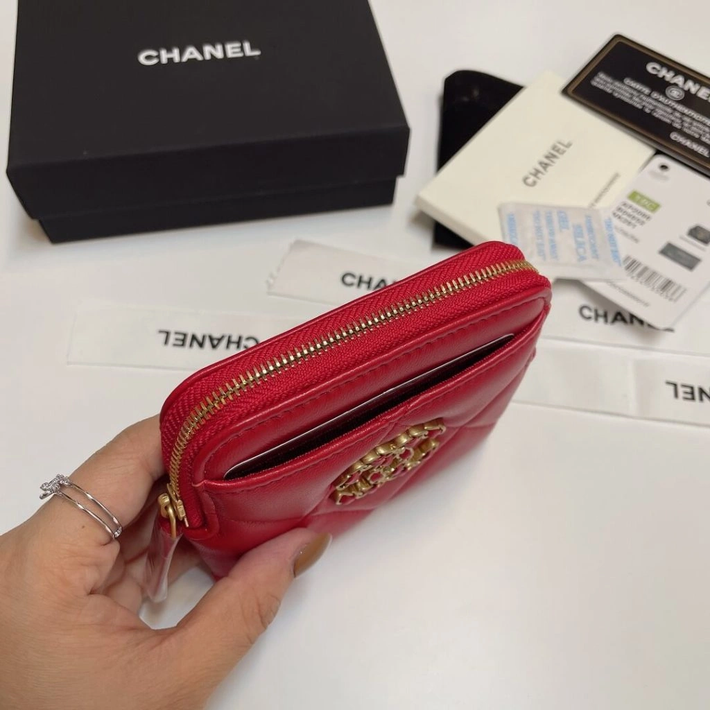 CHANEL 19 Zipper Coin Wallet Durable 1294