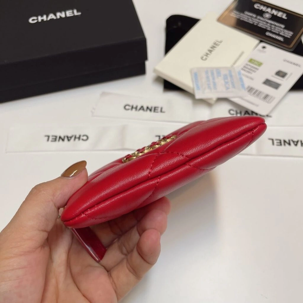 CHANEL 19 Zipper Coin Wallet Durable 1294