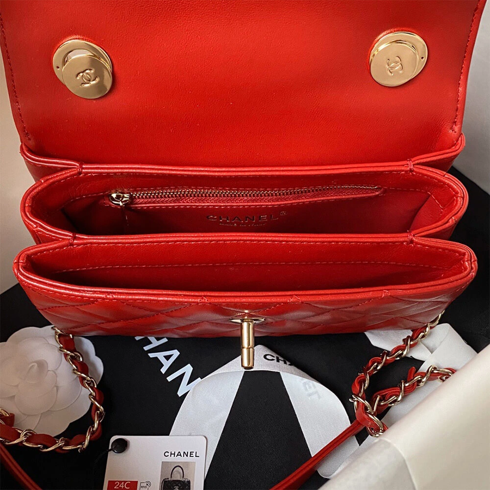 CHANEL Mini Flap Bag with Top Handle(HIGH-END GRADE) Reliable 1501