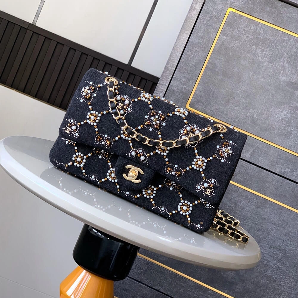 CHANEL Pearl  Double Flap Handbag(HIGH-END GRADE) Durable 1628