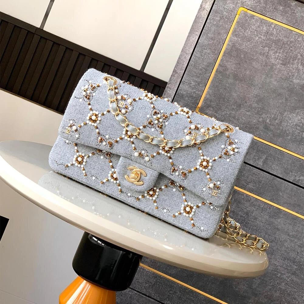 Sleek CHANEL Pearl  Double Flap Handbag(HIGH-END GRADE) 1595
