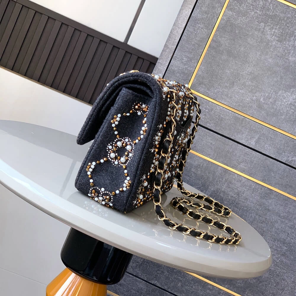 CHANEL Pearl  Double Flap Handbag(HIGH-END GRADE) Durable 1628