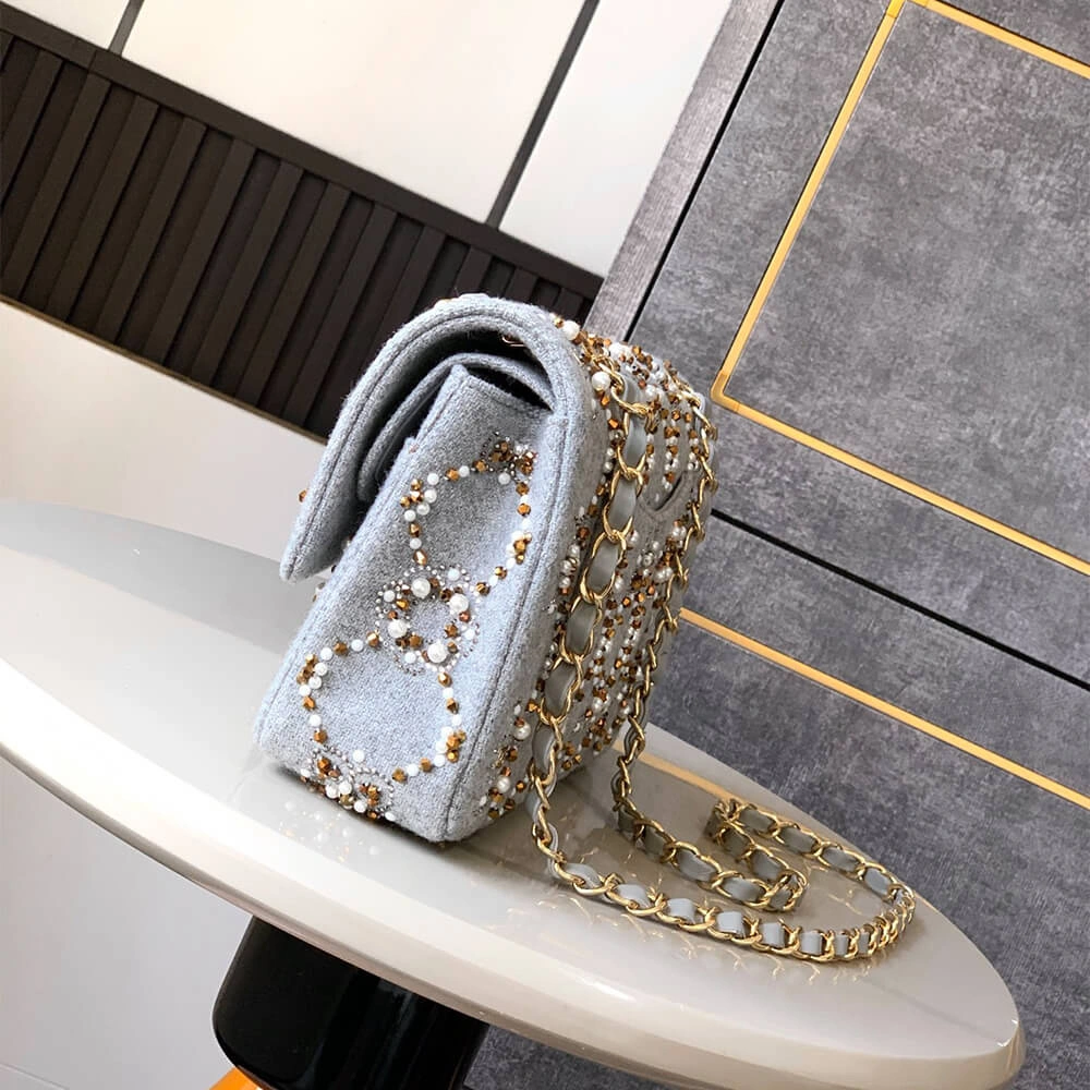 Sleek CHANEL Pearl  Double Flap Handbag(HIGH-END GRADE) 1595