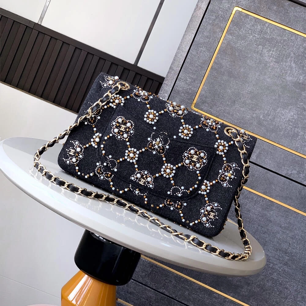 CHANEL Pearl  Double Flap Handbag(HIGH-END GRADE) Durable 1628