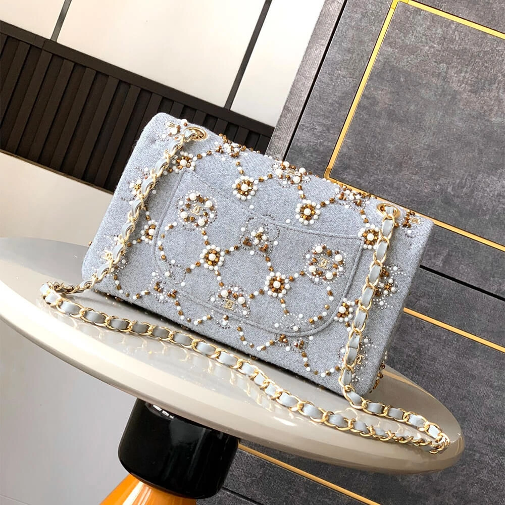 Sleek CHANEL Pearl  Double Flap Handbag(HIGH-END GRADE) 1595