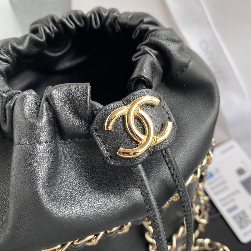 Effortless CHANEL Small Drawstring Bag 1687