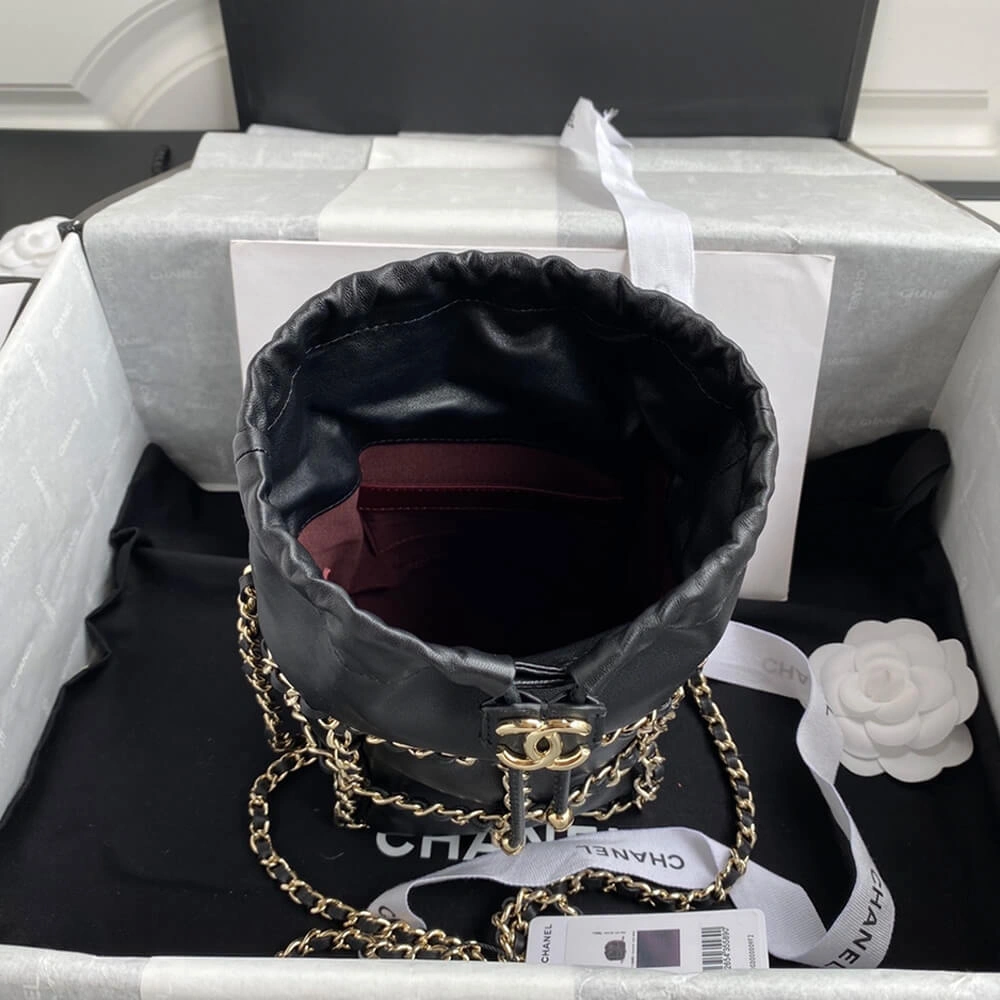 Effortless CHANEL Small Drawstring Bag 1687