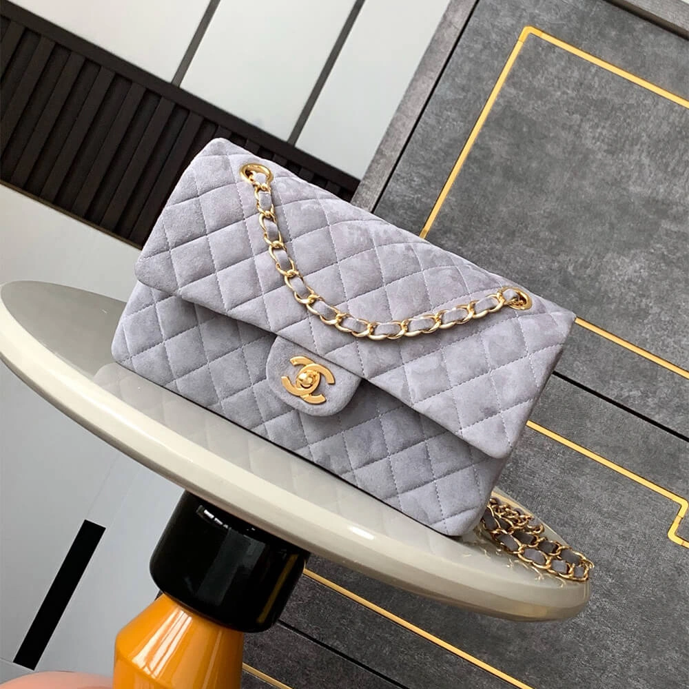 CHANEL Suede  Double Flap Handbag(HIGH-END GRADE) Tailored 1607