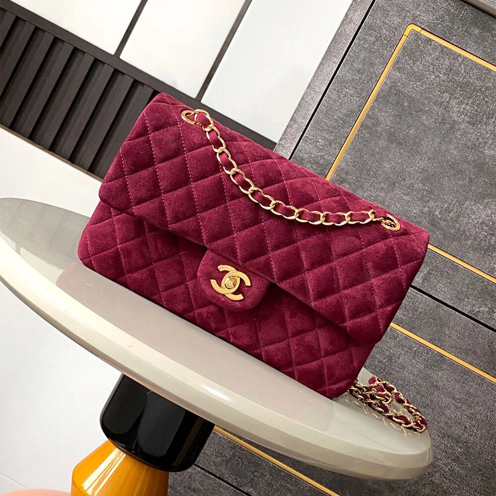 HighQuality CHANEL Suede  Double Flap Handbag(HIGH-END GRADE) 1612