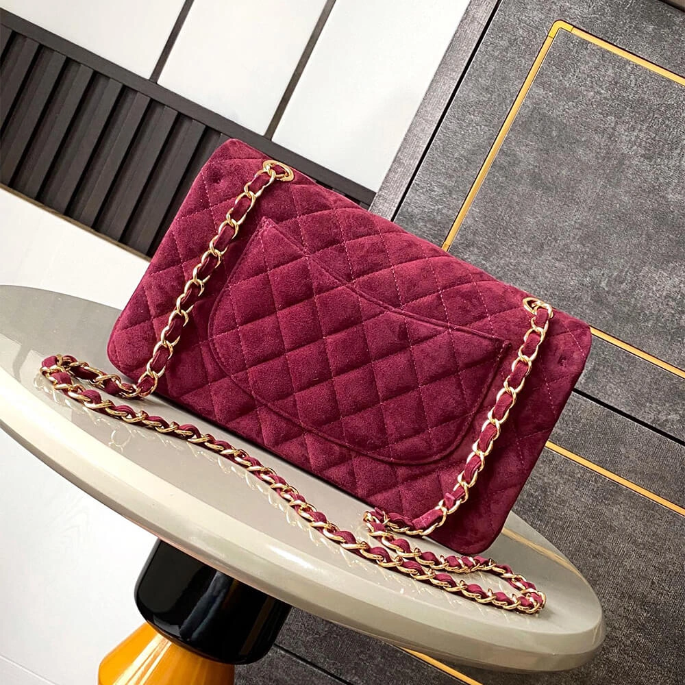 HighQuality CHANEL Suede  Double Flap Handbag(HIGH-END GRADE) 1612
