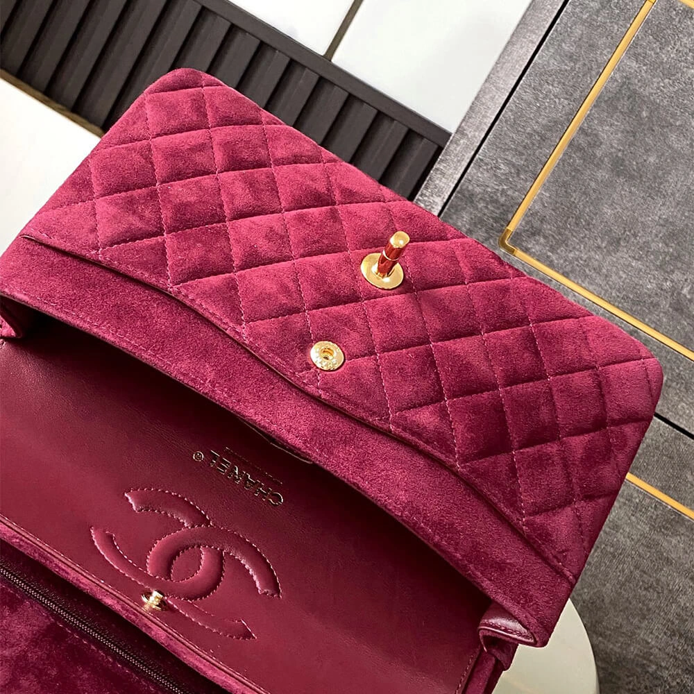HighQuality CHANEL Suede  Double Flap Handbag(HIGH-END GRADE) 1612