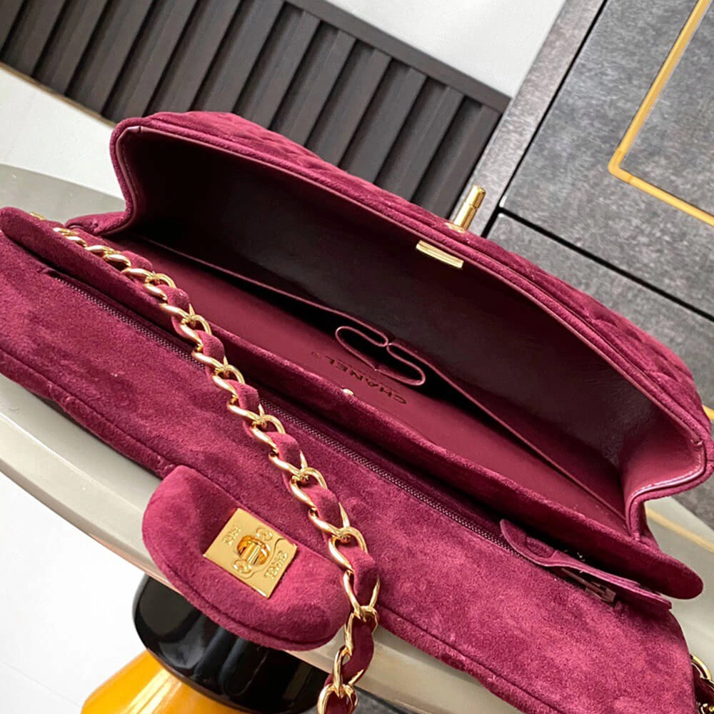 HighQuality CHANEL Suede  Double Flap Handbag(HIGH-END GRADE) 1612