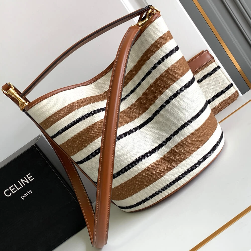 EyeCatching Celine BUCKET 16 BAG IN STRIPED TEXTILE WITH CELINE JACQUARD(high-end grade) 2509