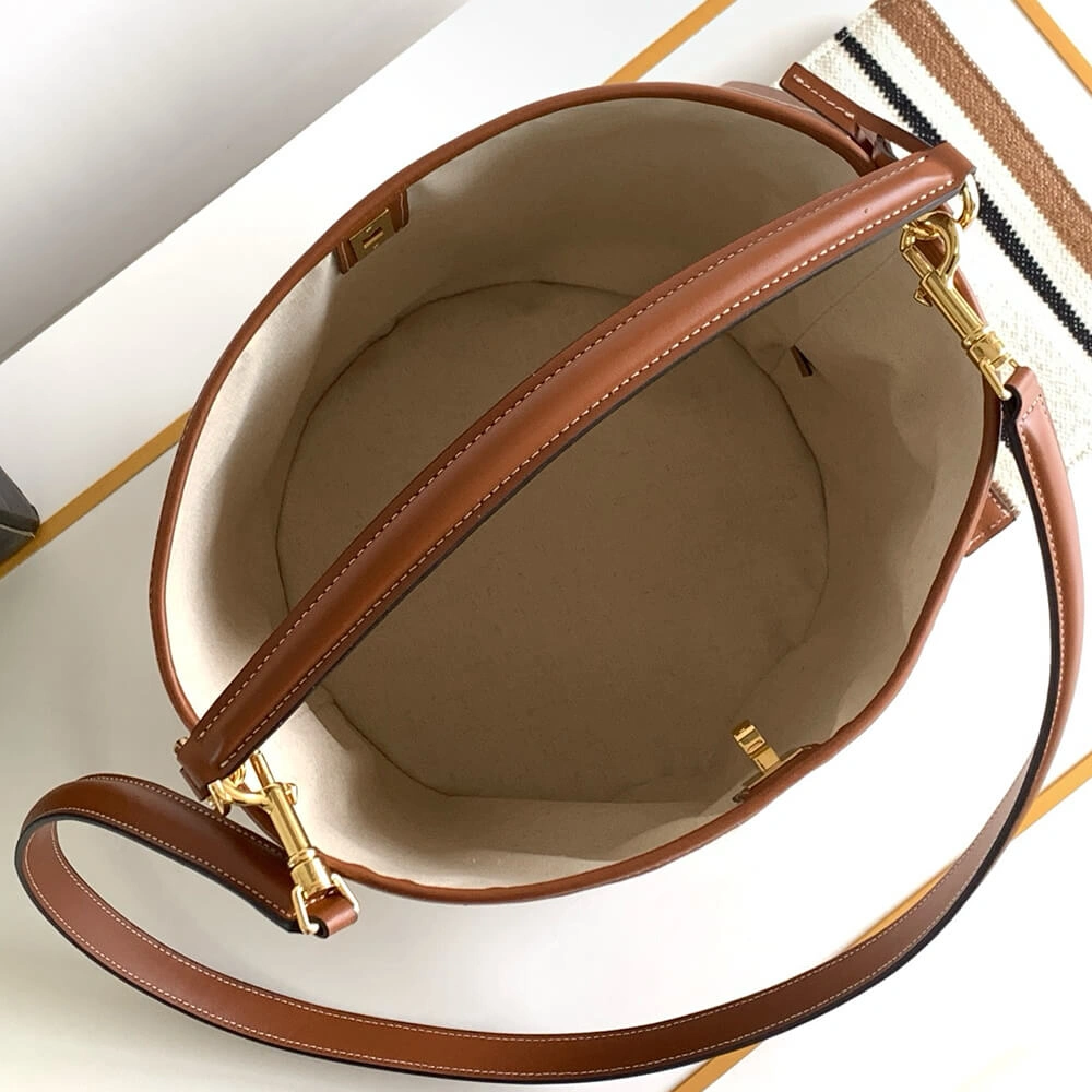EyeCatching Celine BUCKET 16 BAG IN STRIPED TEXTILE WITH CELINE JACQUARD(high-end grade) 2509