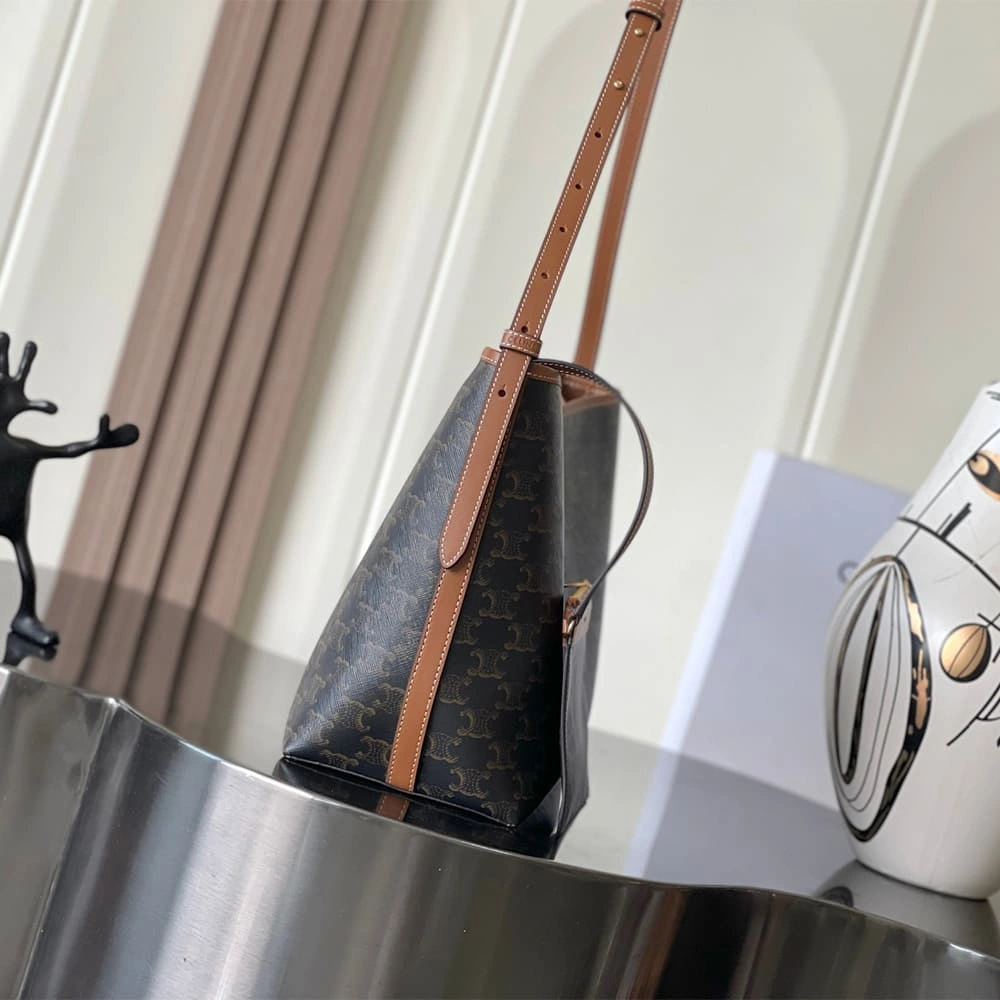 Fashionable Celine SOFT SHOPPER BAG IN Triomphe Canvas and Calfskin 2508