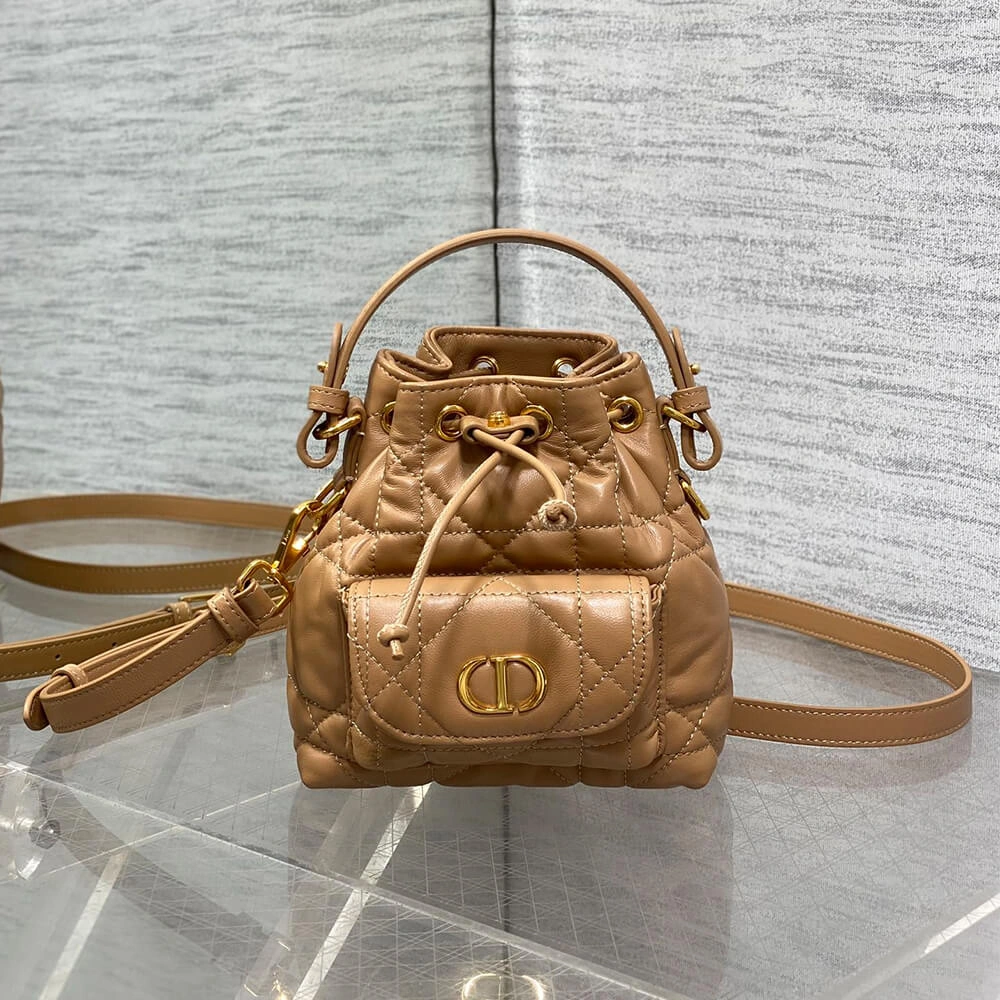 Lightweight Dior Caro Micro Bucket Bag 2159