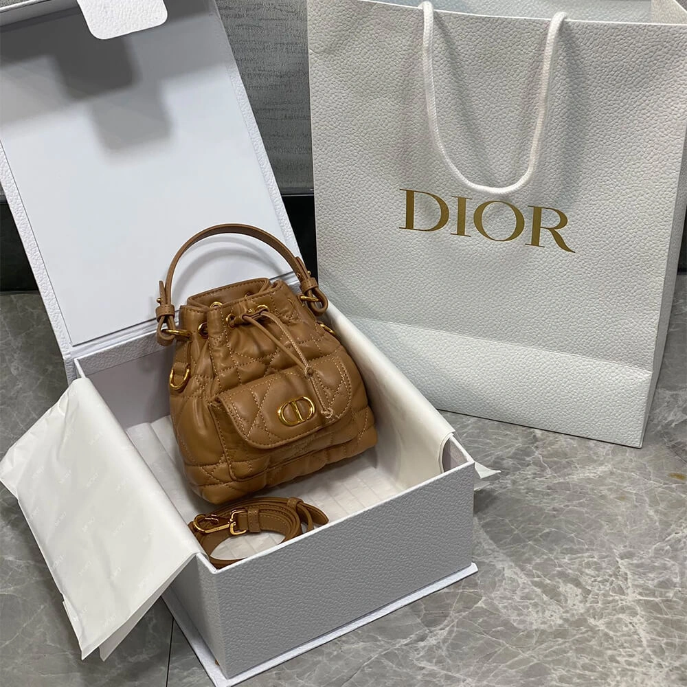 Lightweight Dior Caro Micro Bucket Bag 2159