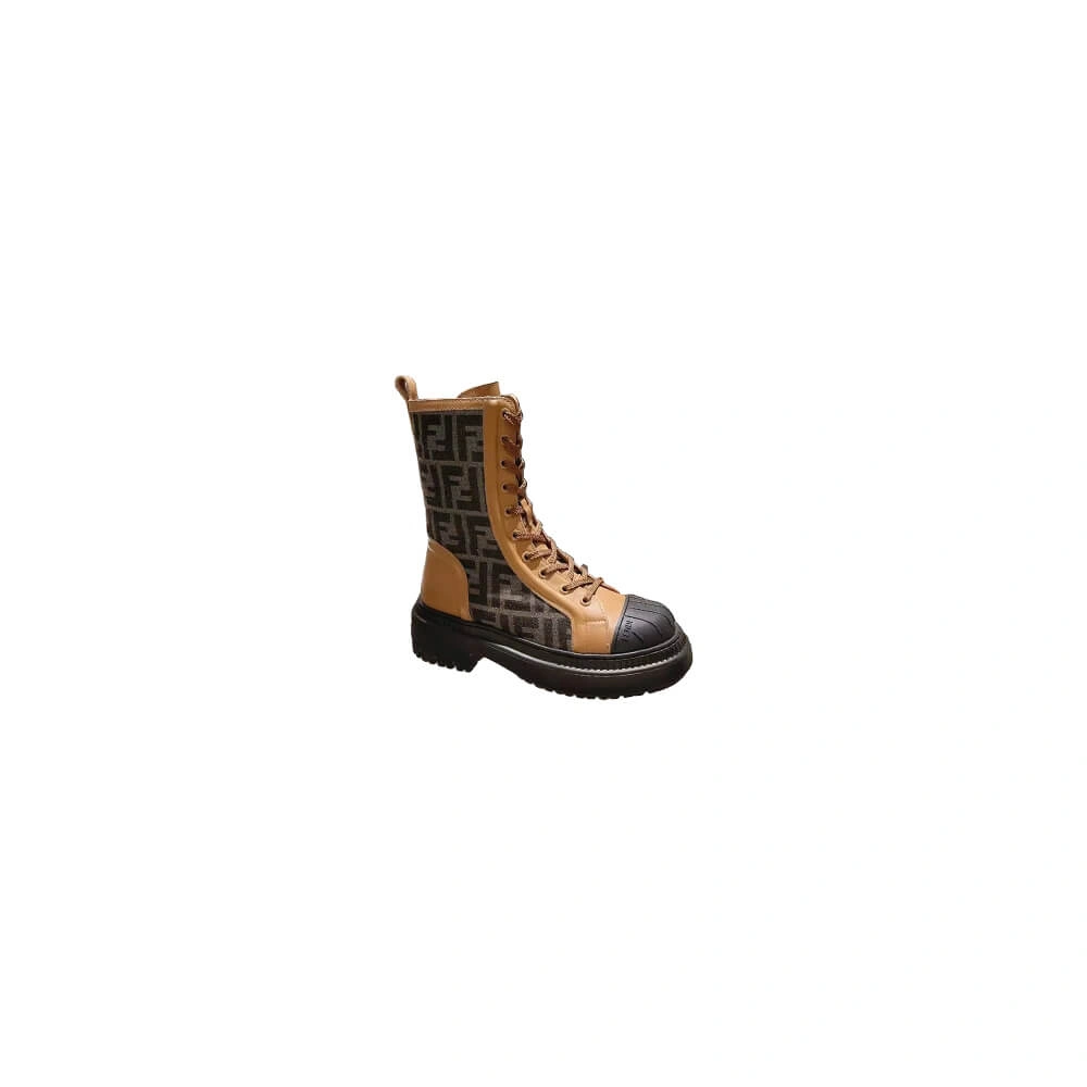 FashionForward FENDI Domino Brown leather biker boots 3404