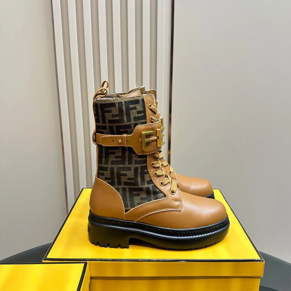 FENDI Fendigraphy logo-plaque leather boots BestValue 3406