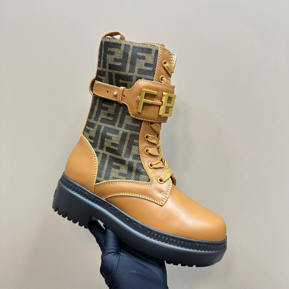 FENDI Fendigraphy logo-plaque leather boots BestValue 3406