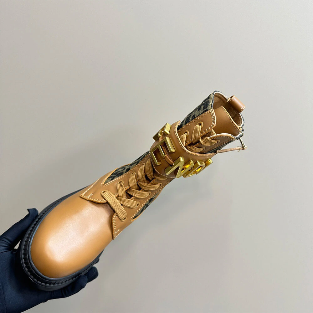 FENDI Fendigraphy logo-plaque leather boots BestValue 3406