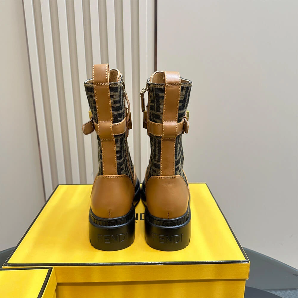 FENDI Fendigraphy logo-plaque leather boots BestValue 3406