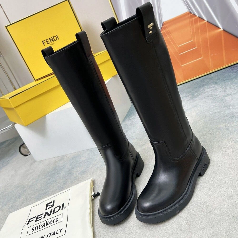 Premium Fendi Filo Black Leather Boots 3407