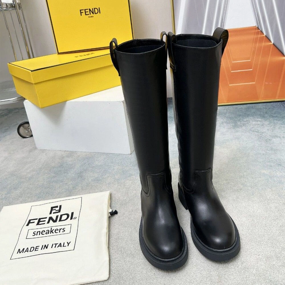 Premium Fendi Filo Black Leather Boots 3407