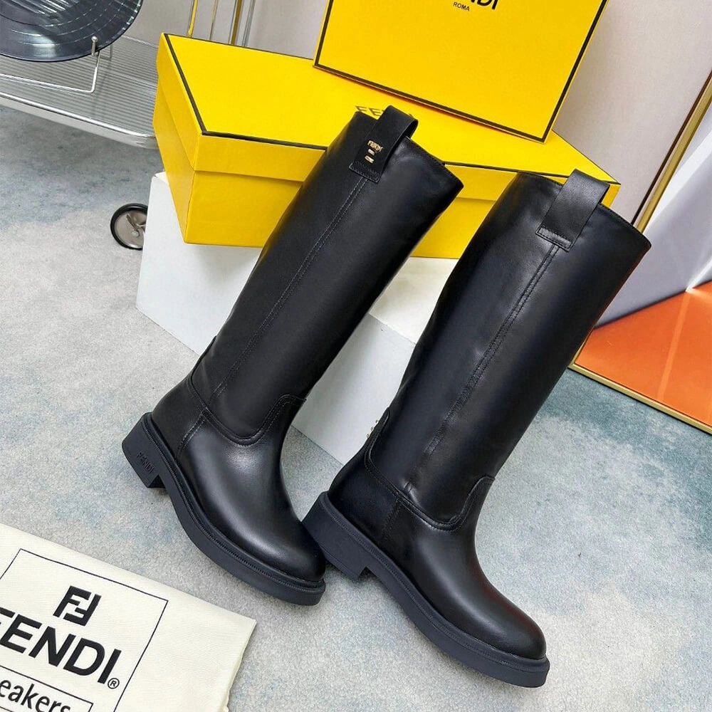 Premium Fendi Filo Black Leather Boots 3407