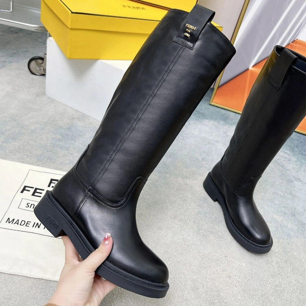 Premium Fendi Filo Black Leather Boots 3407
