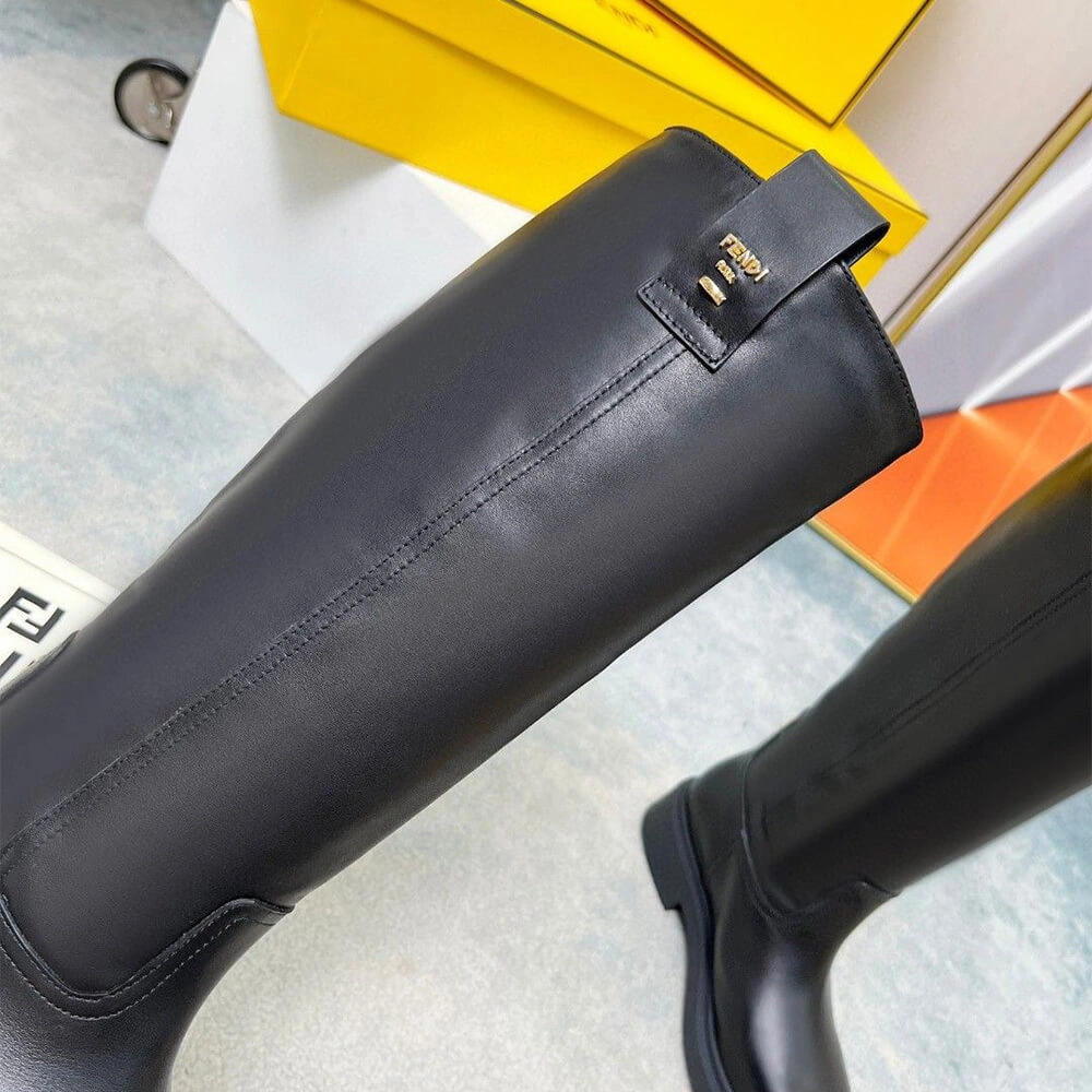 Premium Fendi Filo Black Leather Boots 3407
