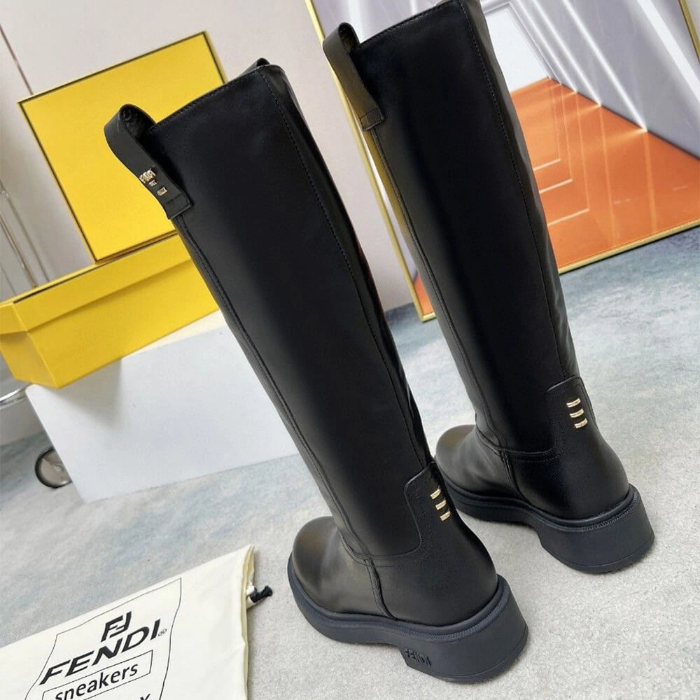Premium Fendi Filo Black Leather Boots 3407