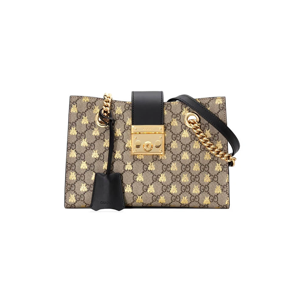 Bold GG Padlock small GG bees shoulder bag 1107