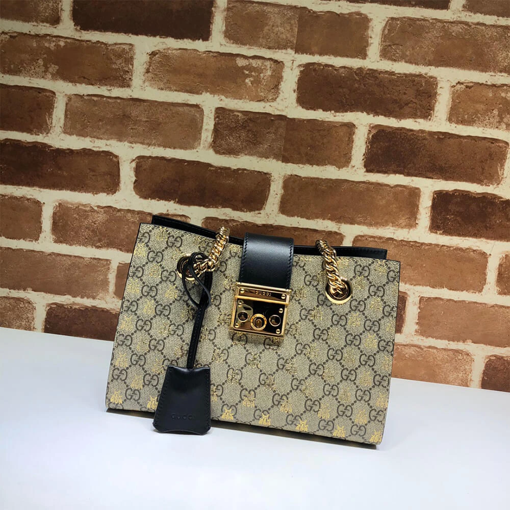 Bold GG Padlock small GG bees shoulder bag 1107