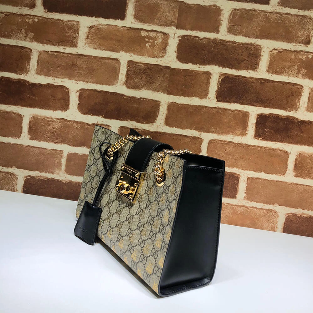 Bold GG Padlock small GG bees shoulder bag 1107