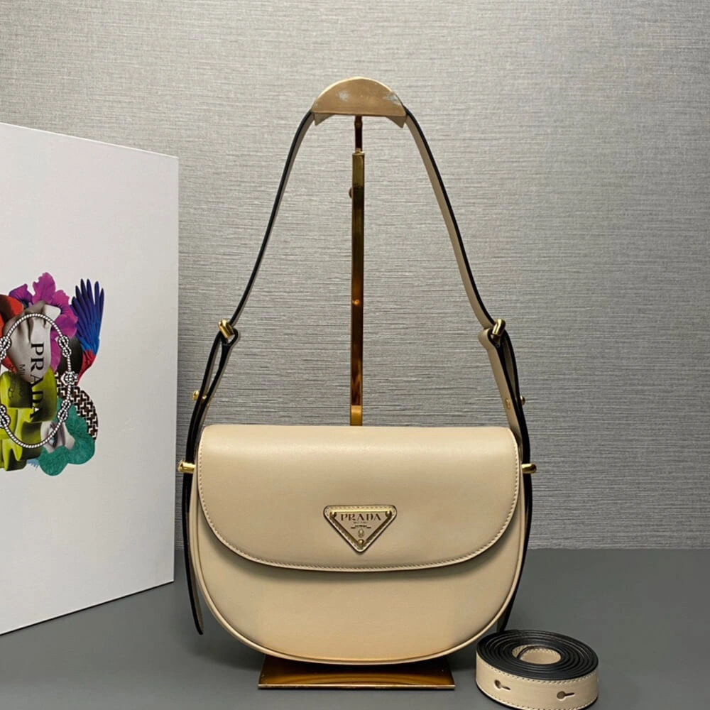 Prada Arque leather shoulder bag with flap Durable 2934