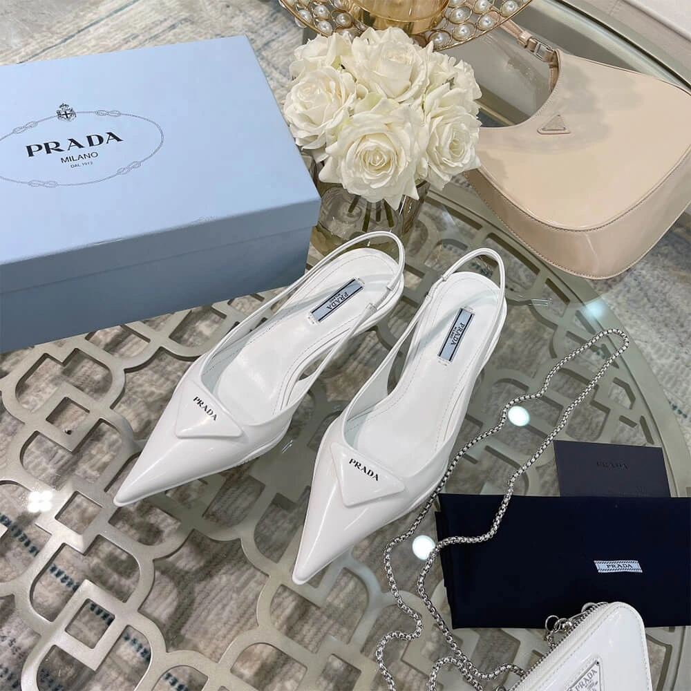 Prada Brushed Leather Slingback Pumps Flexible 3451