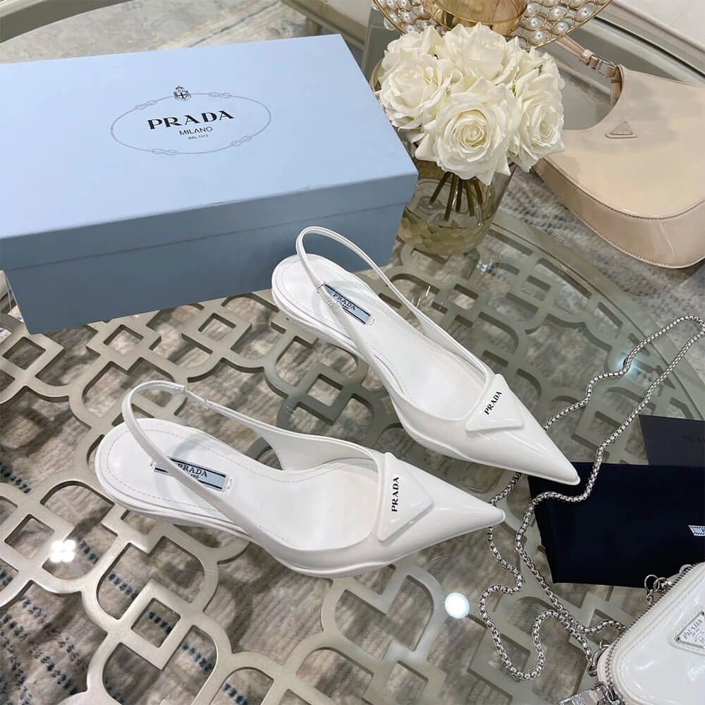 Prada Brushed Leather Slingback Pumps Flexible 3451