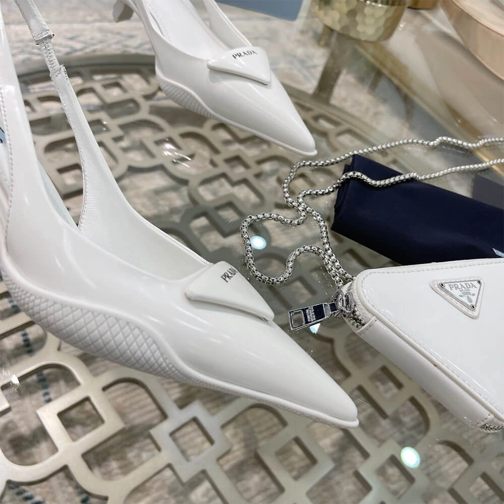 Prada Brushed Leather Slingback Pumps Flexible 3451