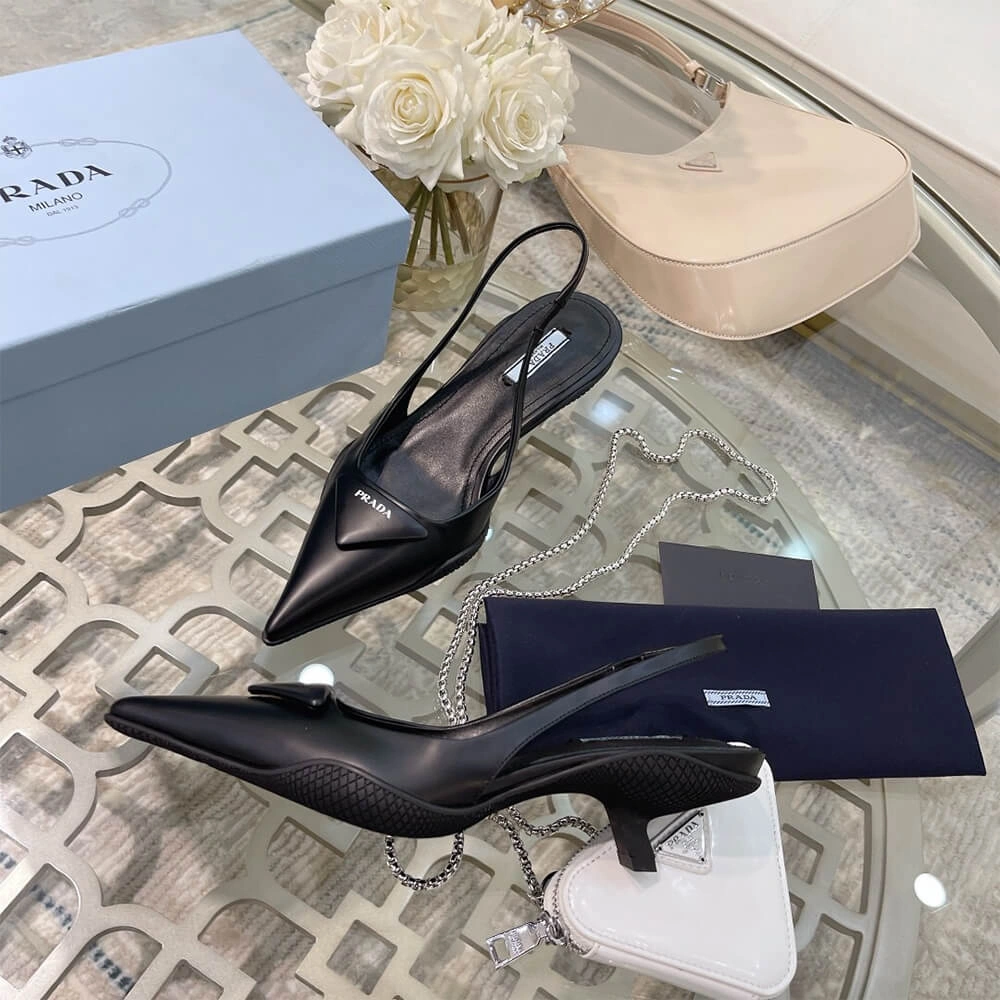 EasyMatch Prada Brushed Leather Slingback Pumps 3477