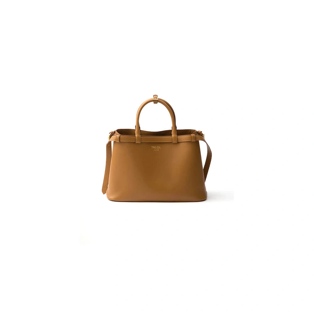 OnTrend Prada Buckle medium leather handbag with double belt(high-end grade) 2890