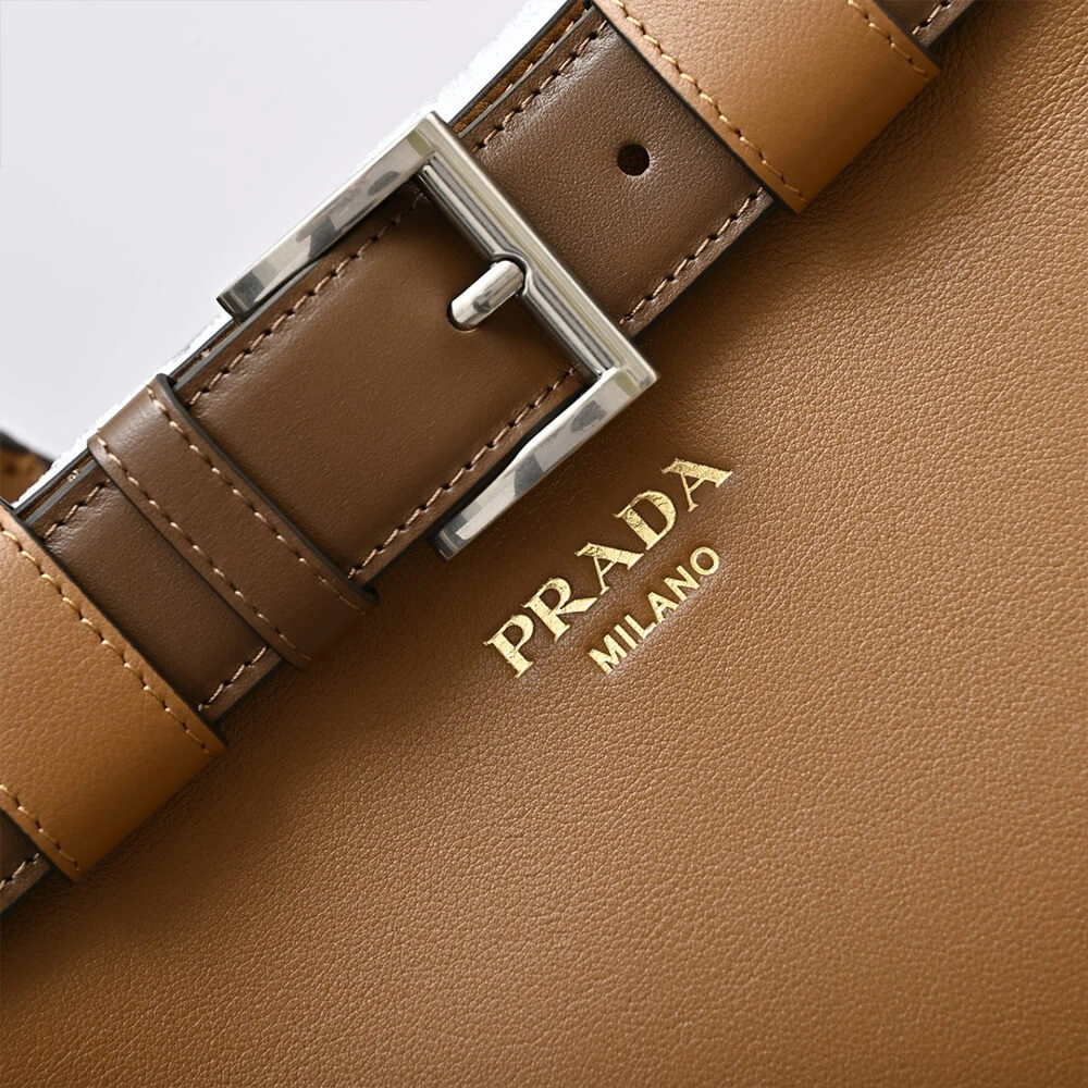 OnTrend Prada Buckle medium leather handbag with double belt(high-end grade) 2890