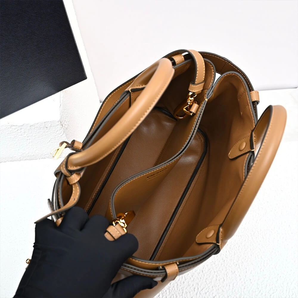 OnTrend Prada Buckle medium leather handbag with double belt(high-end grade) 2890