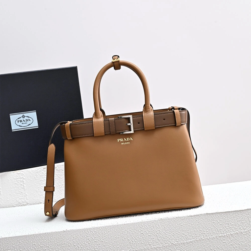 Unisex Prada Buckle small leather handbag with belt(high-end grade) 2903